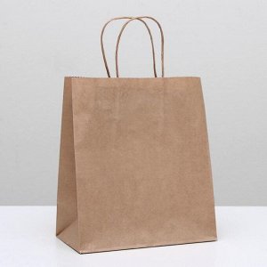 Пакет крафт без печати, круглая ручка 22x12x28 см