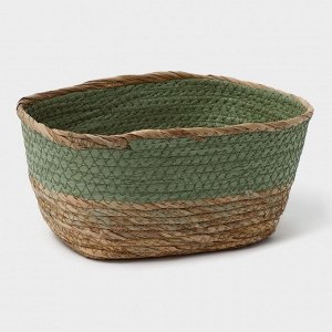 Корзина для хранения LaDо*m «Лео», плетёная, ручной работы, солома, 25*18*12 см, зелёная