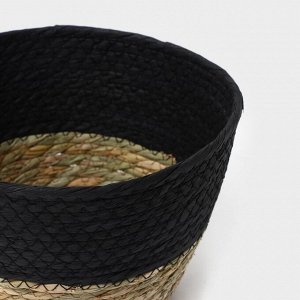 Корзина для хранения LaDо*m «Рика», плетёная, ручной работы, 21*21*15 см, чёрная