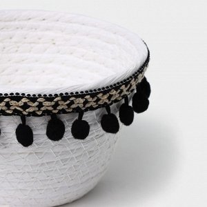 Корзина для хранения LaDо*m «Мокко», плетёная, ручной работы, 16,5*16,5*9 см, белая