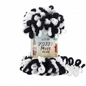 Пряжа Alize Puffy More Plus №8006 белый/черный