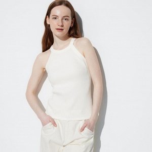 UNIQLO - майка с открытыми плечами и с чашечками - 00 WHITE