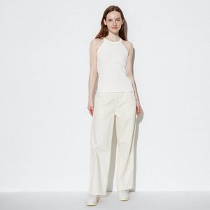 UNIQLO - майка с открытыми плечами и с чашечками - 00 WHITE