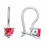 Серебряные серьги с фианитом и корундом