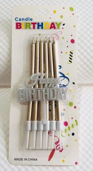 Набор свечей для торта "Happy Birthday" 6шт.