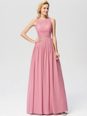 Шикарное вечернее розовое платье с кружевной отделкой