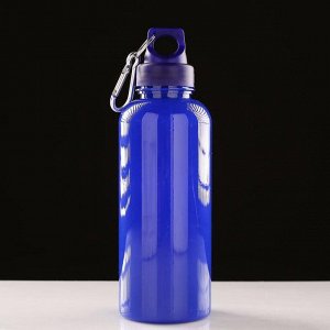 Бутылка для воды, 650 мл, с карабином, 22x7 см, синяя