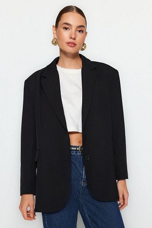 Черная тканая куртка-пиджак широкого кроя
