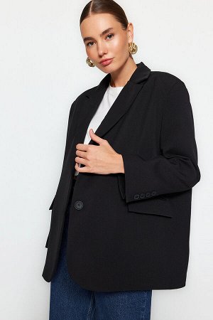 Черная тканая куртка-пиджак широкого кроя