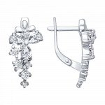 Серьги из серебра с фианитом