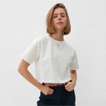 Футболка укороченная женская MINAKU OVERSIZE FIT: цвет экрю