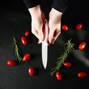 Нож керамический Доляна «Умелец», лезвие 10 см, цвет красный