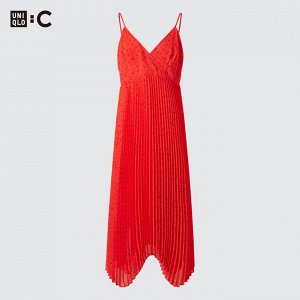 Платье плиссированное, красный
