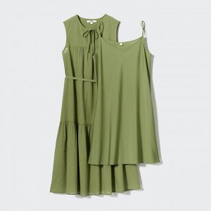 Платье хлопковое (длина 104-115см), зеленый