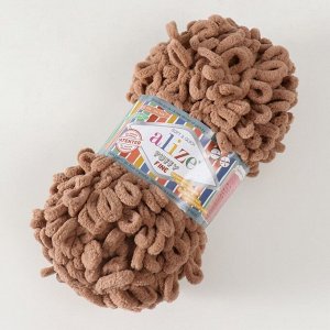 Плюшевая пряжа для вязания руками ALIZE, Puffy fine, 100% микрополиэстер, 14.5 м/100 г, (329 кофейный)