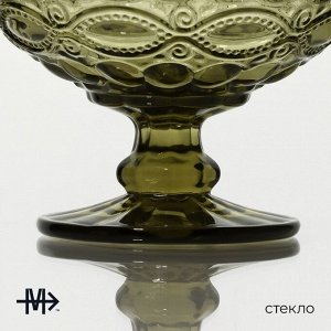 Креманка стеклянная Magistro «Ла-Манш», 350 мл, 12x10.5 см, цвет зелёный