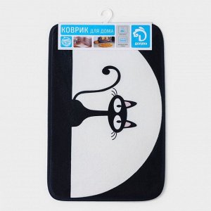 Коврик для ванной Доляна «Чёрная кошка», 40x60 см, МИКС