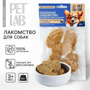 Лакомство для собак натуральное PetLab: Крекеры из трески с отрубями, 40 г.