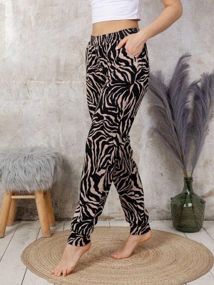 Брюки пижамные женские, модель 162, трикотаж (Зебра)