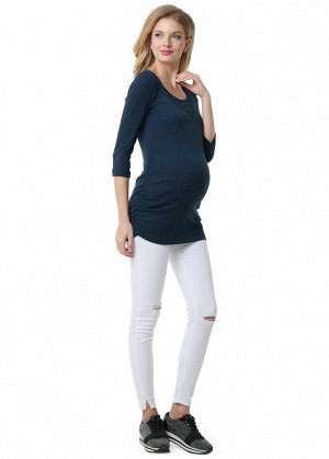 Лонгслив "Эльмира" для беременных и кормящих; цвет: т.синий (ss18)