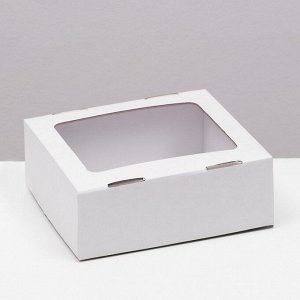 Коробка сборная, крышка-дно "белая" с окном 21х18х8 см
