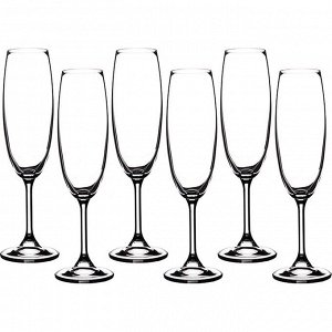 Набор бокалов для шампанского из 6 шт. "клара" 220 мл. высота=22 см.