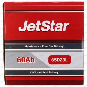 Аккумулятор JetStar 65D23L, 60Ач, ССА 550А, необслуживаемый