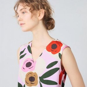 UNIQLO x Marimekko - хлопковое платье А-силуэта - 11 PINK