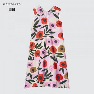 UNIQLO x Marimekko - хлопковое платье А-силуэта - 11 PINK