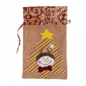 Мешок для подарков "Снеговик" ёлка со звездой, на завязках
