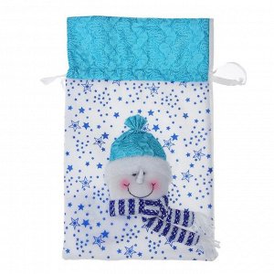 Мешок для подарков "Снеговик" синие звёзды