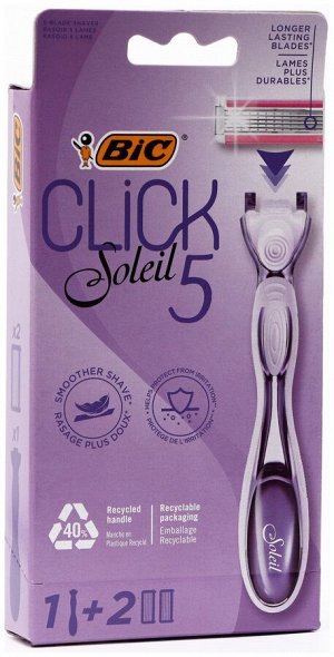 Станок для бритья женский BIC "Мисс Солей 5 Клик" + 2 кассеты