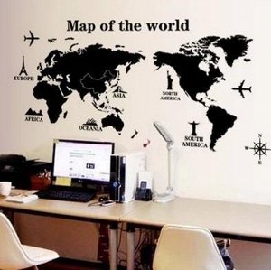 Наклейка карта мира