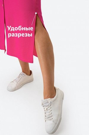 Женское платье-рубашка из ткани-жатка