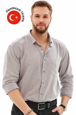 Мужская классическая льняная рубашка с длинным рукавом