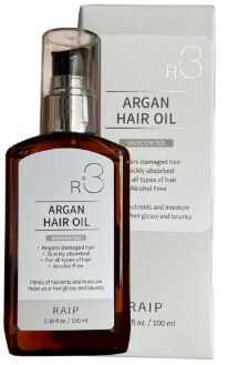 RAIP Масло для волос аргановое без запаха R3 Hair Oil Argan Unscented, 100 мл