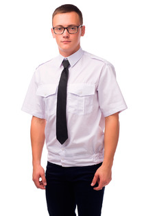 Рубашка охранника БЕЛАЯ на резинке, с кор. рук. (под заказ)