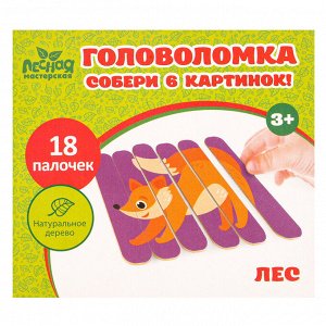 Головоломка. Собери 6 картинок «Лес», двусторонние палочки