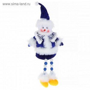 Мягкая игрушка "Снеговик в синем наряде" (ножки-бусинки)