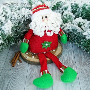 Мягкая игрушка "Дед Мороз" с цветочком, красный 14*50 см