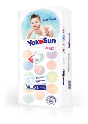 Детские одноразовые подгузники-трусики "YokoSun" размер XL (12-20 кг) 38 шт