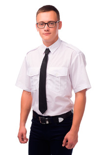 Рубашка охранника БЕЛАЯ в заправку, с коротким рукавом