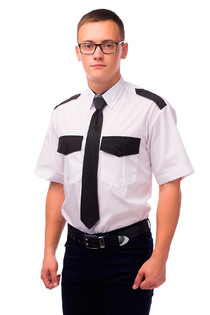 Рубашка охранника БЕЛАЯ  под заправку, с коротким рукавом