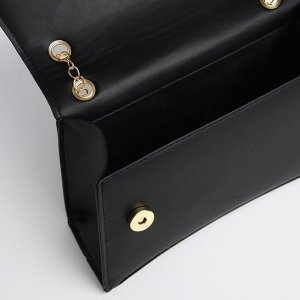 Сумка женская из искусственной кожи с клапаном, 26x16x9 см, черная