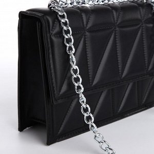 Сумка женская на клапане, 22x15x6 см, чёрная
