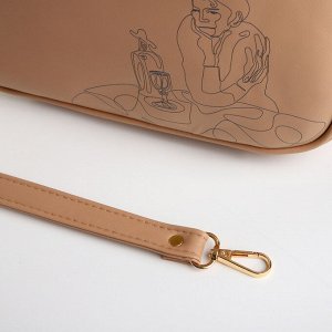 Сумка женская кросс-боди TEXTURA на молнии, 22x8x17 см, с принтом, бежевая