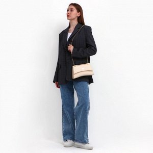 Сумка женская из искусственной кожи с клапаном, 26x16x9 см, бежевая