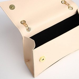 Сумка женская из искусственной кожи с клапаном, 26x16x9 см, бежевая