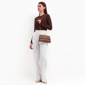 Сумка женская из искусственной кожи с клапаном, 26x16x9 см, коричневая