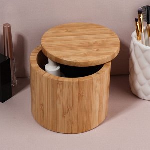 Органайзер для хранения «BAMBOO», с крышкой, раздвижной, d = 12 x 10,5 см, цвет коричневый